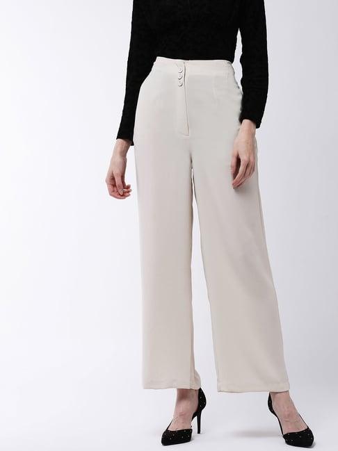 magre beige regular fit trousers