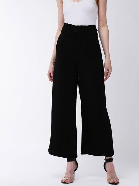 magre black regular fit trousers