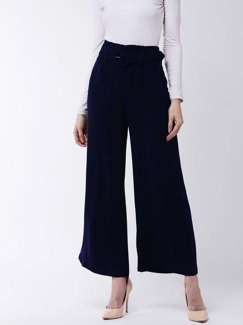 magre navy regular fit trousers