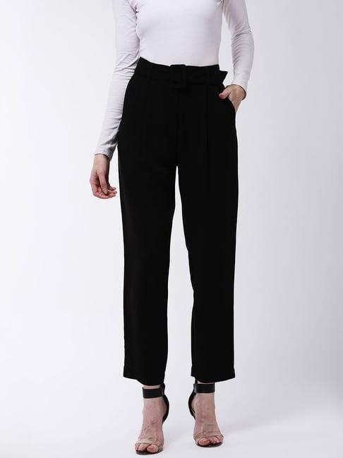 magre black regular fit trousers