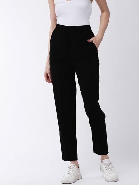 magre black regular fit trousers