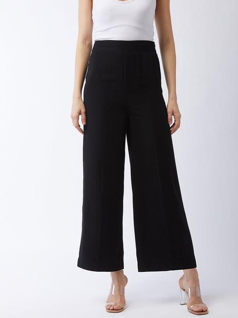 magre flex fit solid relaxed mid-rise parallel trousers