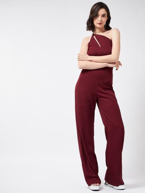 magre maroon regular fit jumpsuit