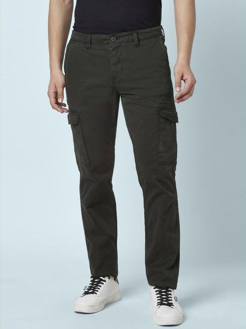 urban ranger by pantaloons forest green slim fit cargos