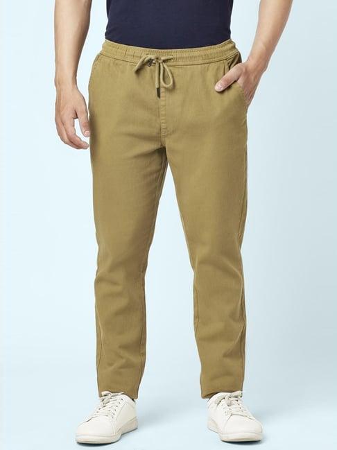 urban ranger by pantaloons khaki slim fit trousers