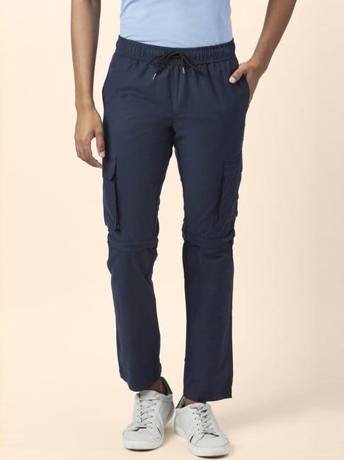 urban ranger by pantaloons blue cotton slim fit trousers