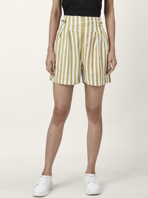 honey by pantaloons khaki striped shorts