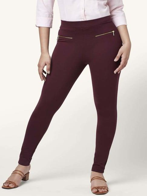 annabelle by pantaloons maroon high rise tights