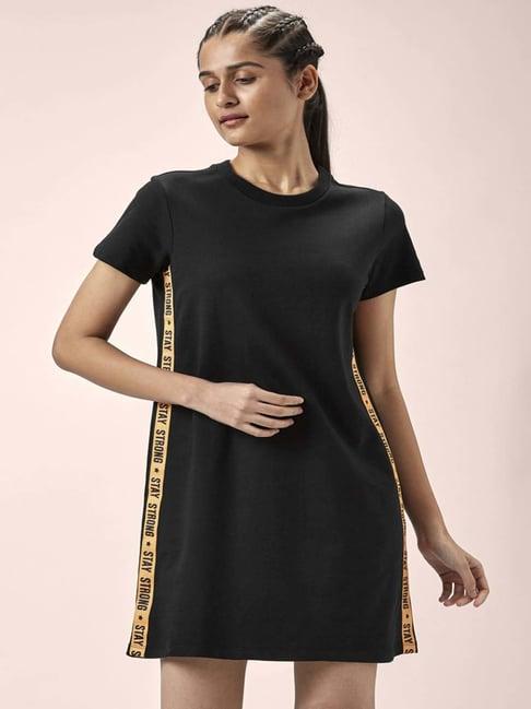 ajile by pantaloons black cotton jersey dress