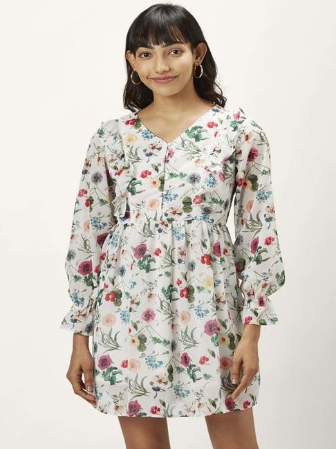 honey by pantaloons off-white floral print shift dress