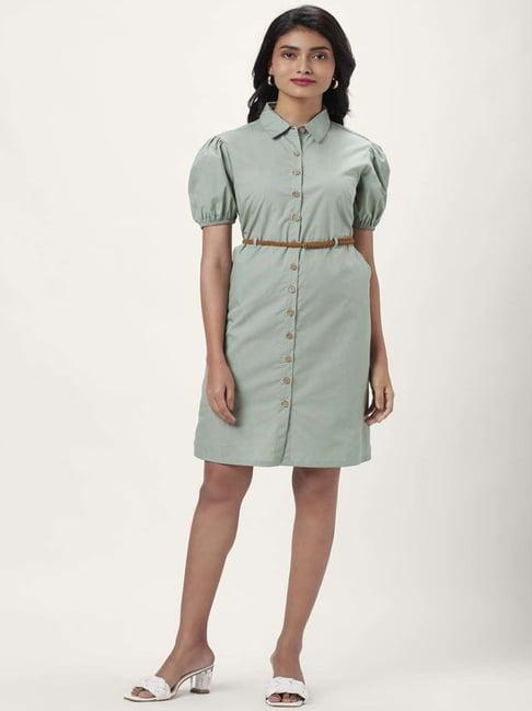 honey by pantaloons sage green shirt dress