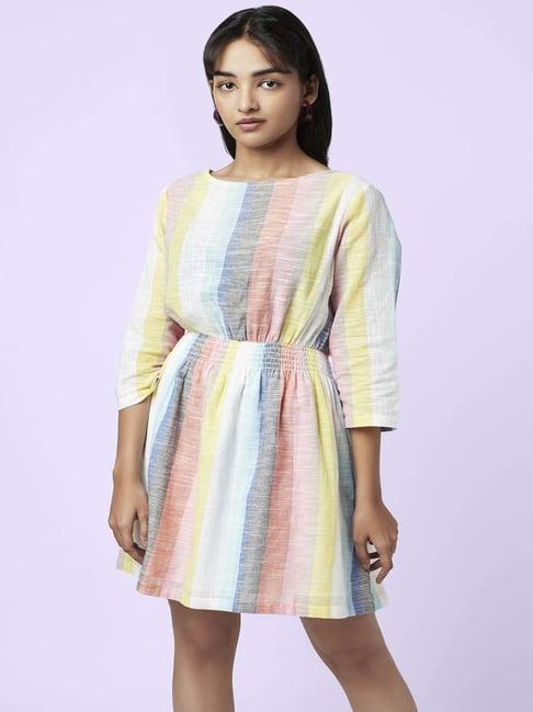 yu by pantaloons multicolored cotton printed a-line dress