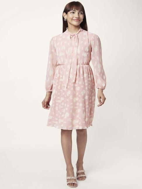 annabelle by pantaloons dusty pink printed a-line dress