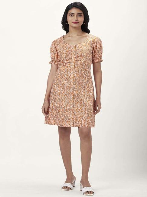 honey by pantaloons rust printed shirt dress