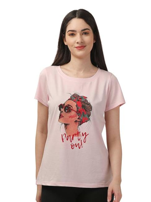 soie light pink cotton graphic print t-shirt