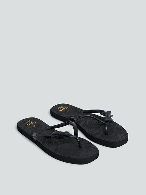 luna blu by westside black bow-detail flip-flops