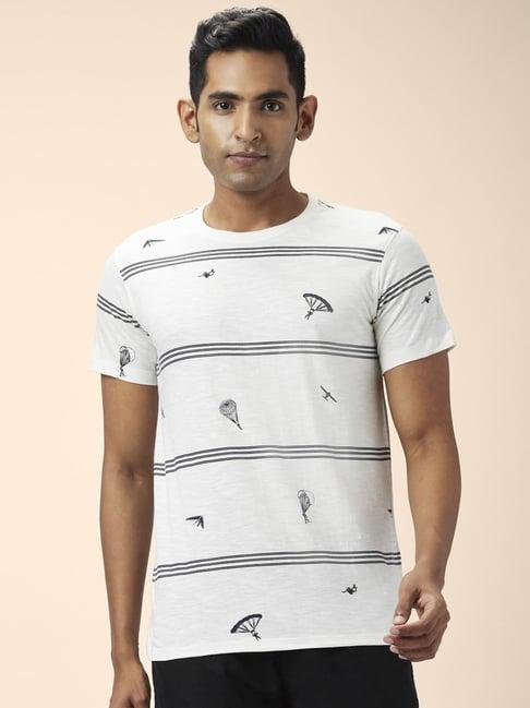 urban ranger by pantaloons off white cotton slim fit printed t-shirt