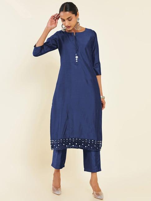 soch navy kurta pant set