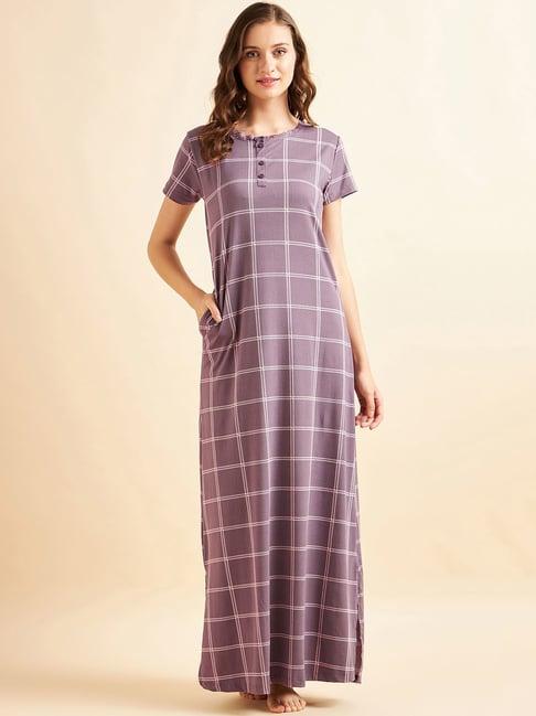 sweet dreams mauve check nighty