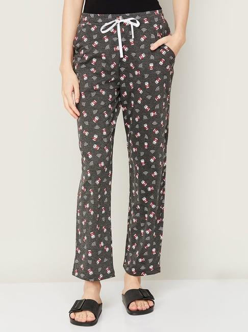 ginger by lifestyle grey cotton printed pyjamas