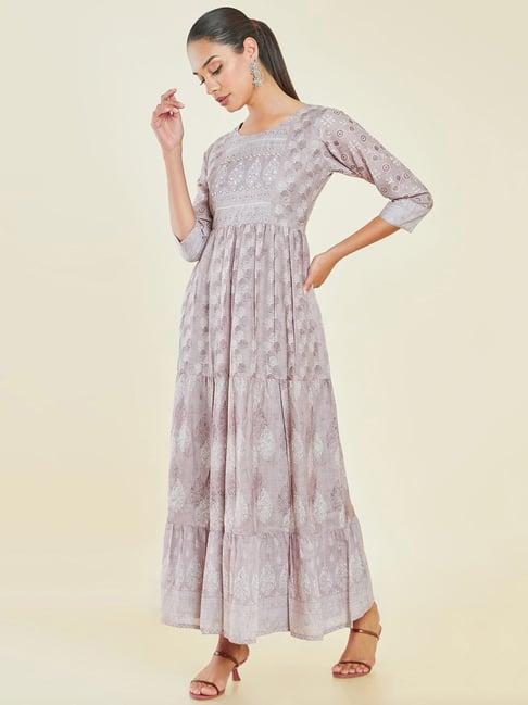 soch grey printed maxi dress