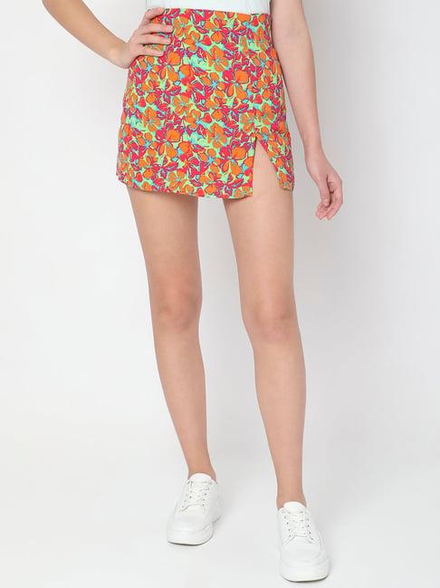 vero moda multicolor floral print mini skirt