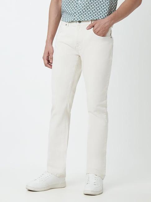 ascot by westside off-white relaxed fit chinos