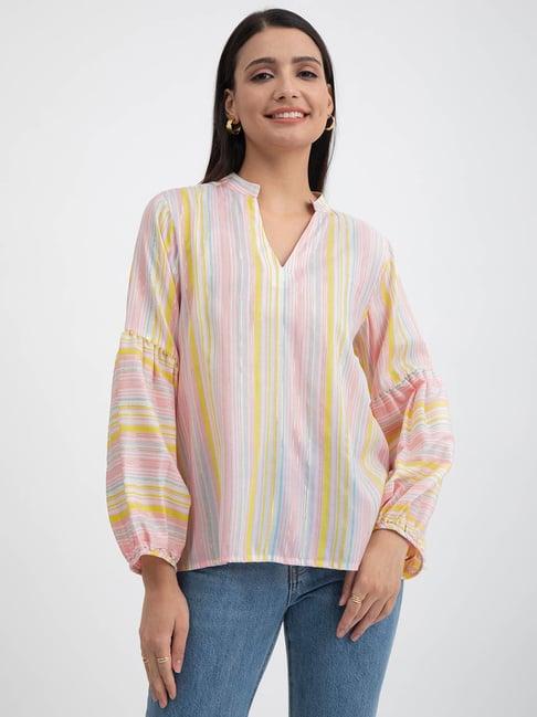 pink fort multicolor cotton striped top