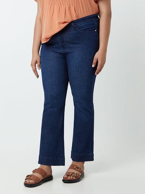 gia curves by westside dark blue fit-and-flare jeans