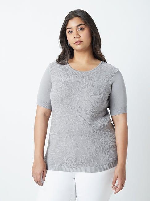 gia curves by westside light grey knitted t-shirt