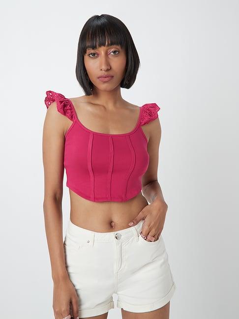 nuon by westside magenta seam detail crop top