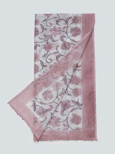 zuba by westside mauve floral print dupatta