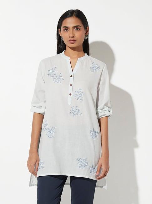 utsa by westside light blue floral design high-low kurti