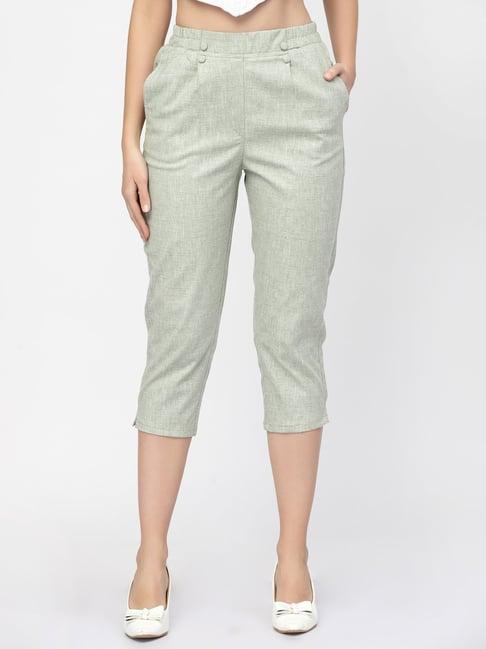 westwood olive relaxed fit mid rise crop pants