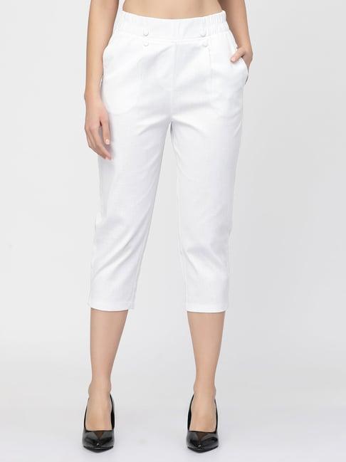 westwood white relaxed fit mid rise crop pants