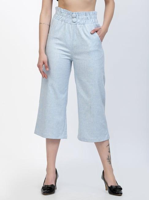 westwood sky blue relaxed fit mid rise crop pants