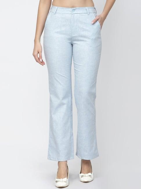 westwood sky blue relaxed fit mid rise trousers