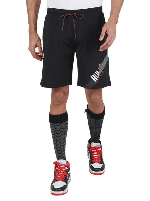 monte carlo black regular fit printed shorts