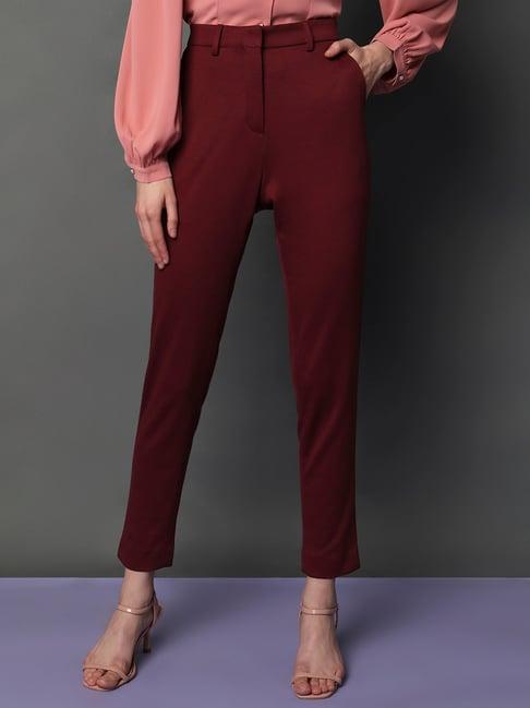 vero moda maroon skinny fit pants