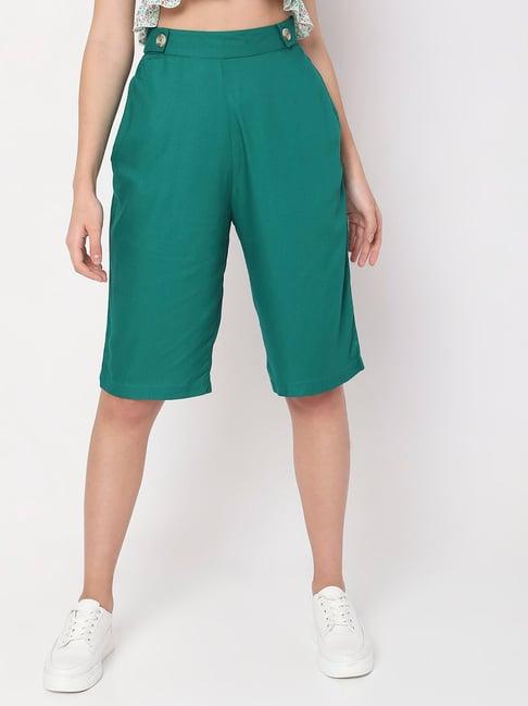 vero moda green regular fit culottes