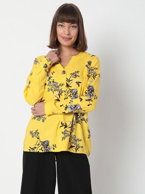 vero moda yellow floral print top