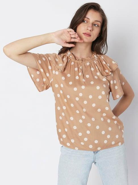 vero moda brown polka dot top