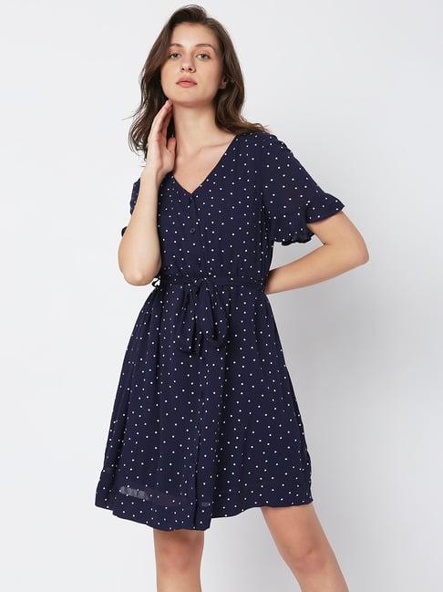 vero moda navy printed wrap dress