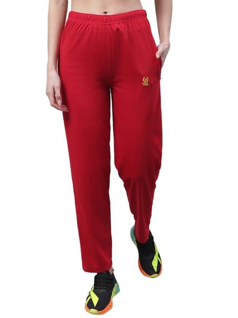 vimal jonney red regular fit mid rise trackpants