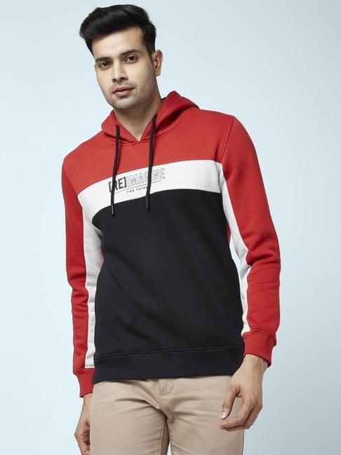 byford by pantaloons multi regular fit colour block hooded sweatshirt