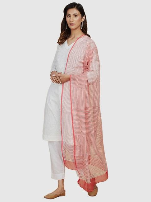 fabindia pink striped dupatta