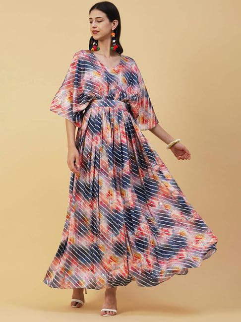 fashor multicolored embroidered maxi dress