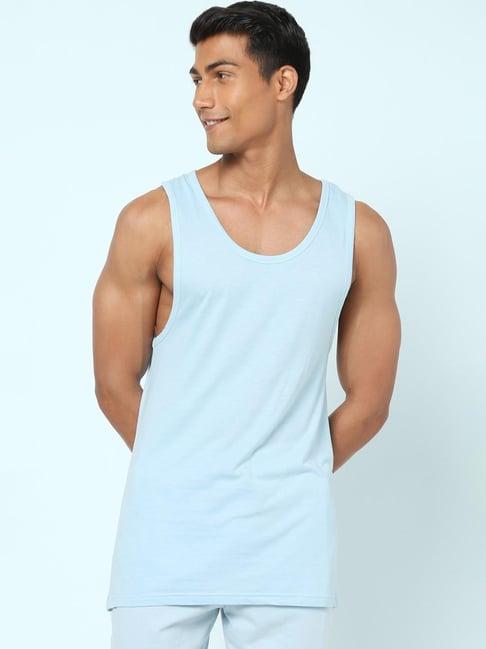 ajile by pantaloons blue cotton slim fit vest