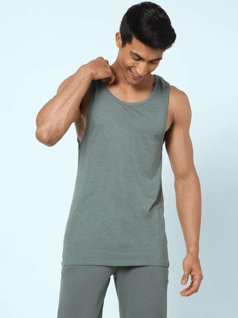 ajile by pantaloons forest green cotton slim fit vest