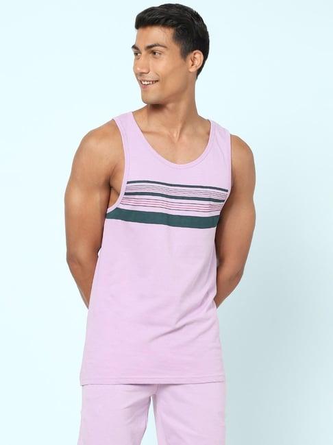 ajile by pantaloons mauve cotton slim fit striped vest